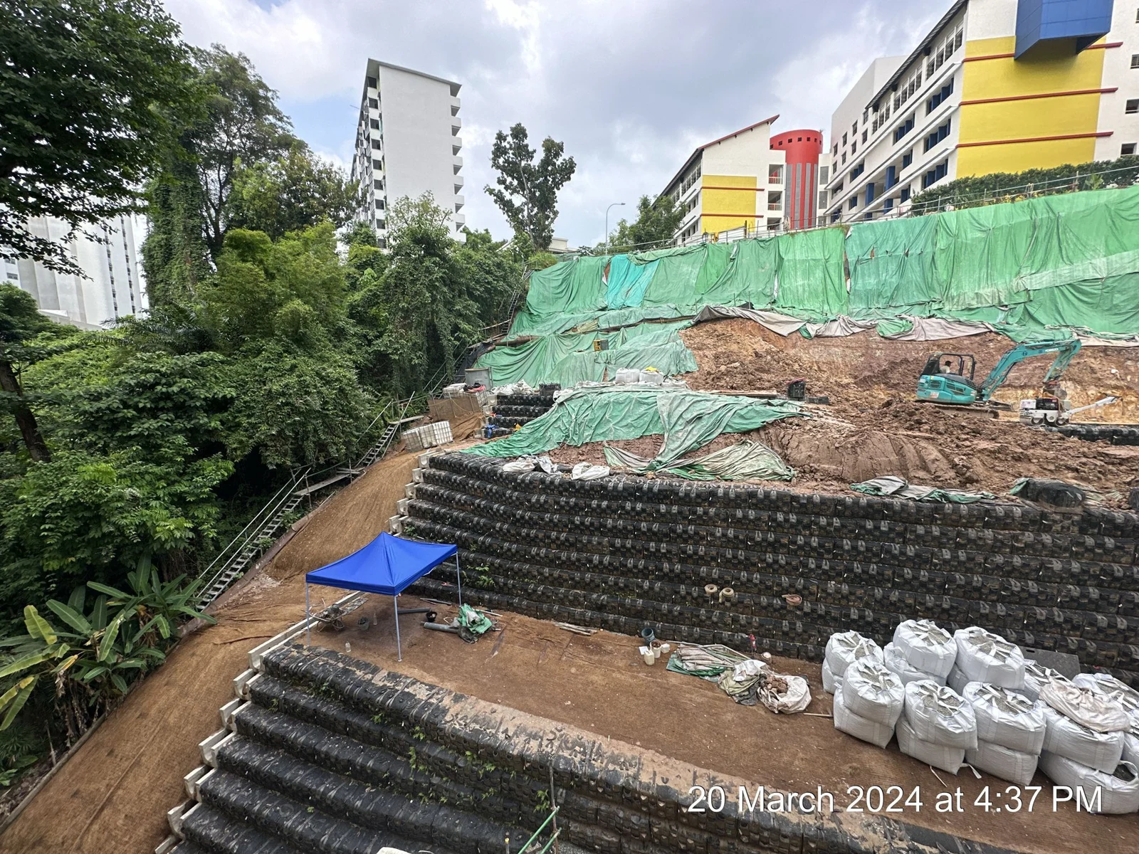 Figure 2: Layers of GeoBags installed in the multi terrace GeoBarrier system.