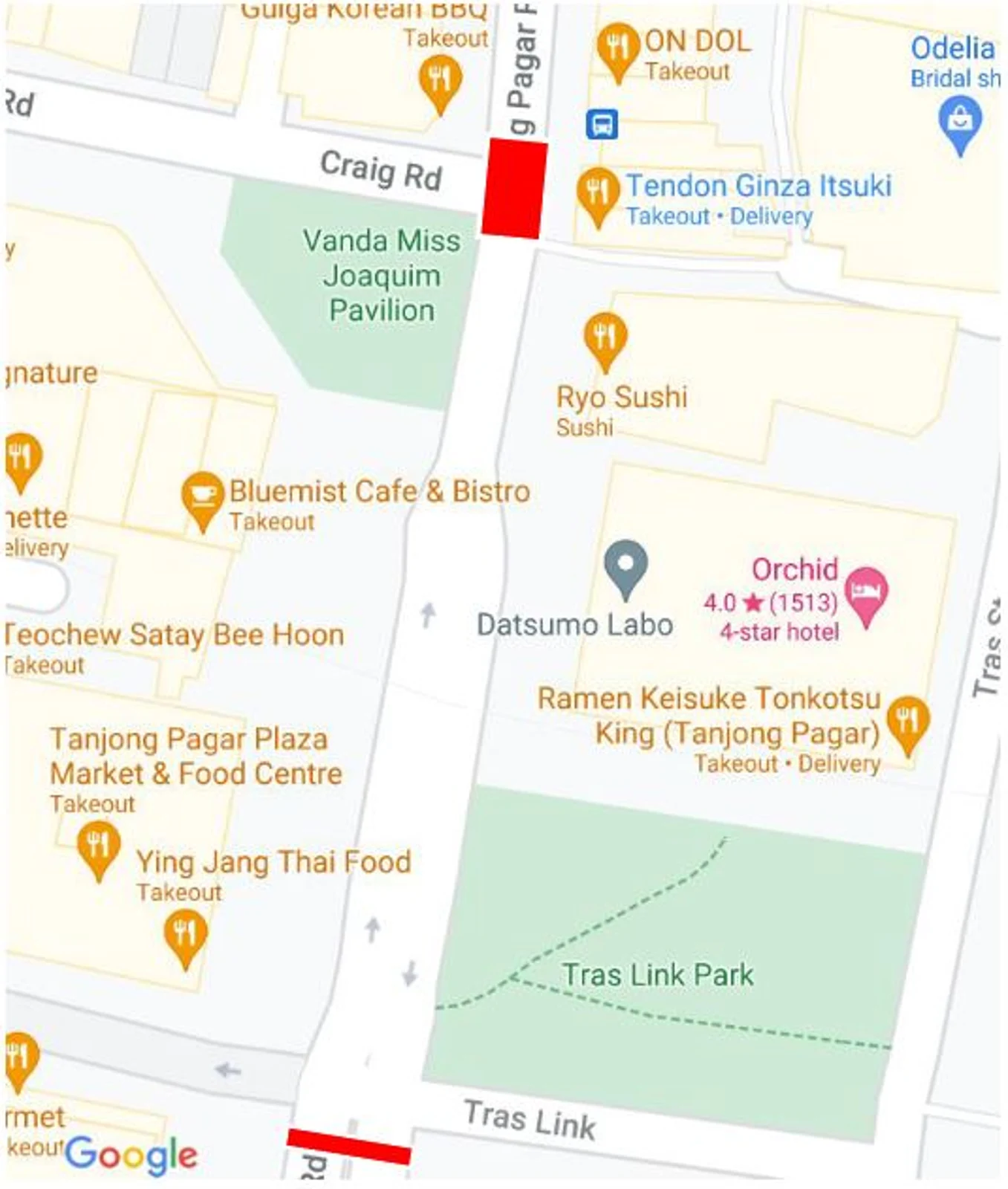 Figure 8: PUB approved areas highlighted in red.