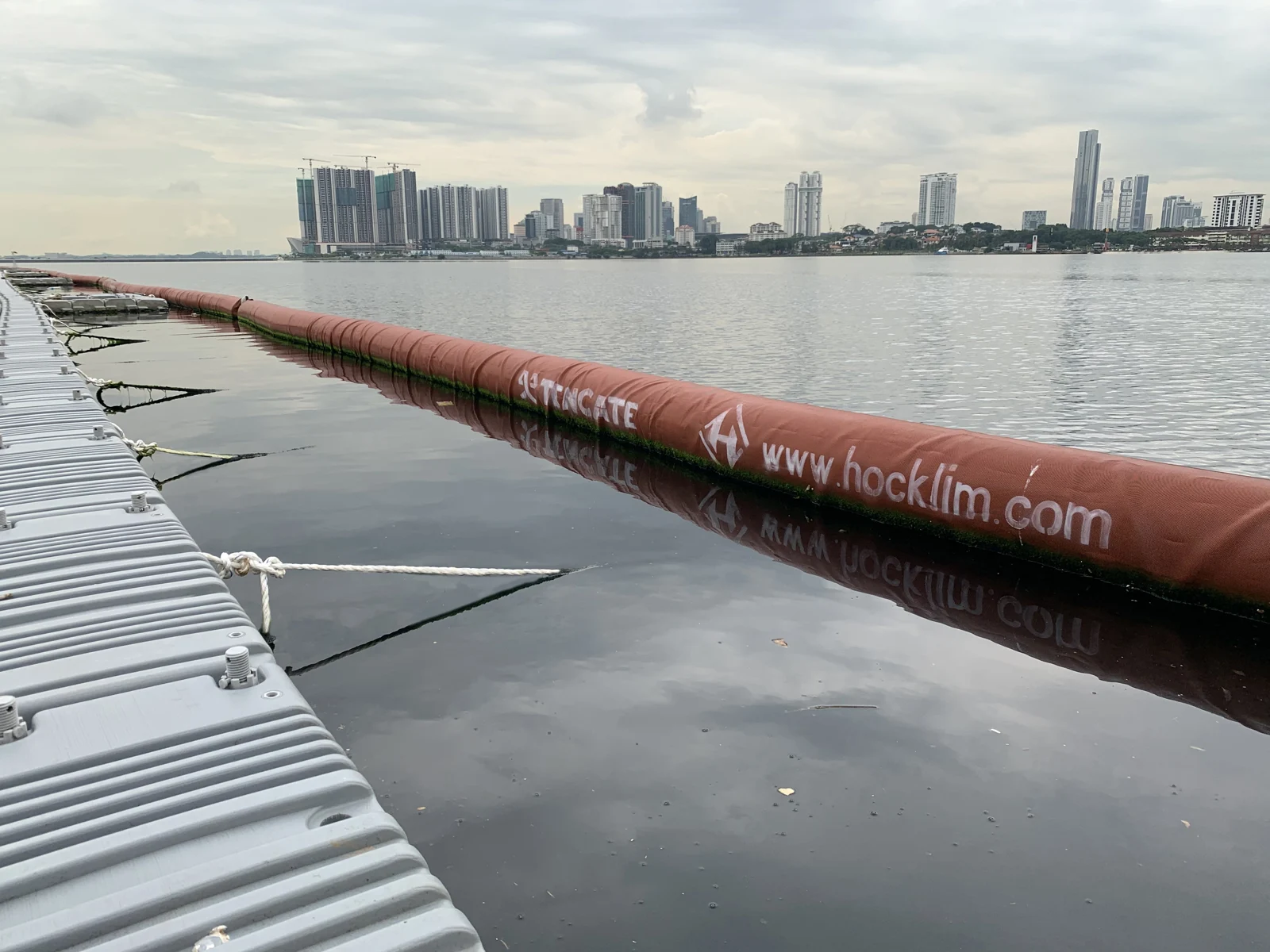 Debris barrier at the Straits of Johor