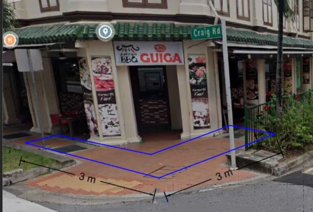 Figure 21: Pavement to be hacked (in purple) to connect the steel pipes to the existing drain