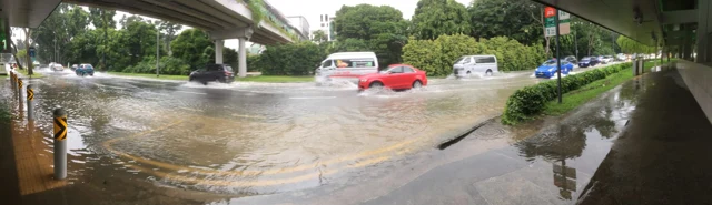 Figure 1: Flash Flood at Tan Kah Kee bus stop area