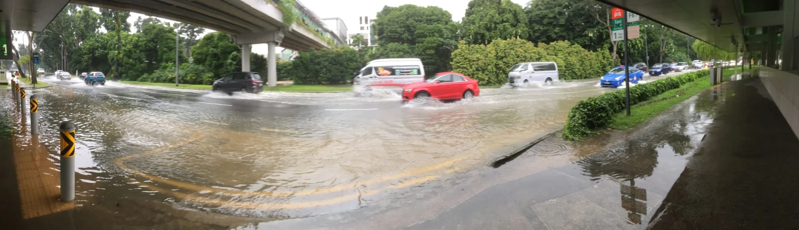Figure 1: Flash Flood at Tan Kah Kee bus stop area