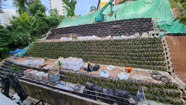 GeoBarrier slope construction